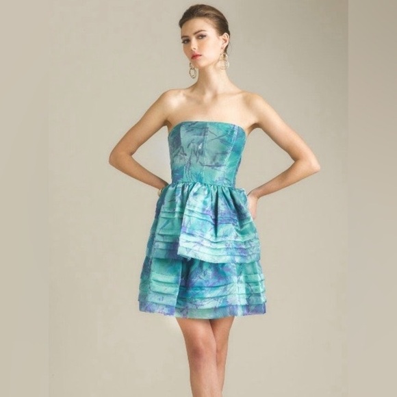 NWT Adrianna Papell Tier Print Mini Dress Corset Party Girly Whimsical Sz 8P - Picture 1 of 13
